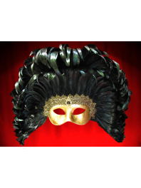 MASQUE LOUP DORE A PLUMES LAG