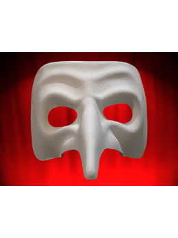 MASCHERA COMEDIA VENEZIANA LUNGO NASO BIANCO