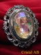 CLIP ARGENTE BAROQUE A CABOCHON FACETTE CRISTAL