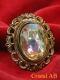 CLIP BAROQUE DORE A CABOCHON FACETTE CRISTAL