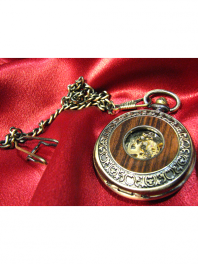 MECANICAL POCKET WATCH WOOD STYLE