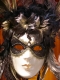 MASK VENICE FACE SPATOLATO DECORATED FEATHERS