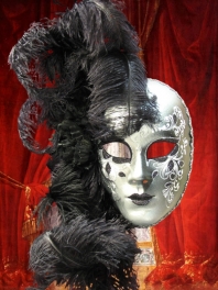 MASCHERA VENEZIANA CON PENNE FIORE