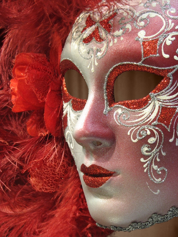Máscaras de medio rostro con plumas rojas – MaskshopVenice.com