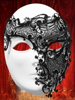 BIG METALLIC FILIGREE MASK "GHOST OF THE OPERA"