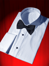 CAMISA CERIMONIA do SMOKING COM PLASTRON PLISSADA - COLARINHO CLASSICO DESTACAVEL