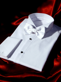 WEDDING SHIRT 1900 with COTTON PIQUE BIB and FRENCH CUFFS - DETACHABLE WING COLLAR