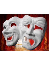 2 MASQUES BLANCS A PEINDRE - COMEDIA DEUX FACES SOUDEES TRAGEDIE et COMEDIE