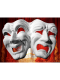 TWO WHITE AND WELDED MASKS TRAGEDY COMEDY FOR PAINTING