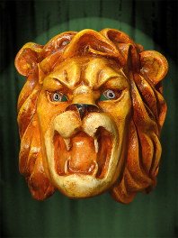 MASK BIG HEAD of LION, MADE IN PAPER MACHE (CHEWED)