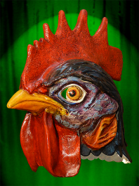 BIG MASK ROOSTER IN PAPER MACHE