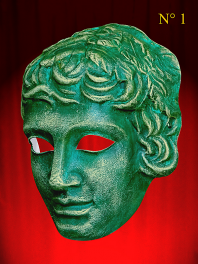 MYTHOLOGICAL MASK OF the GREEK THEATER OF YOUNG MAN or EPHEBE